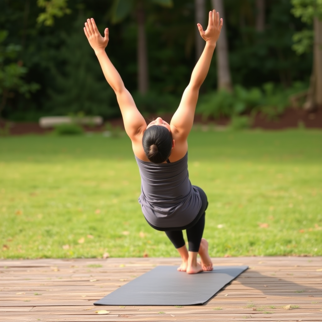 Yoga practitioner in downward facing dog pose demonstrating proper alignment with straight arms and legs, creating an inverted V-shape